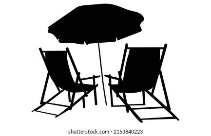 beach chair silhouettes on white background