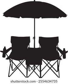 beach chair silhouettes on white background