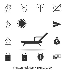 Beach chair with sun icon. Detailed set of web icons and signs. Premium graphic design. One of the collection icons for websites, web design, mobile app on white background