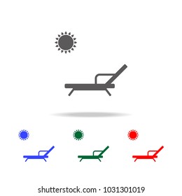 Beach chair with sun icon. Elements in multi colored icons for mobile concept and web apps. Icons for website design and development, app development on white background