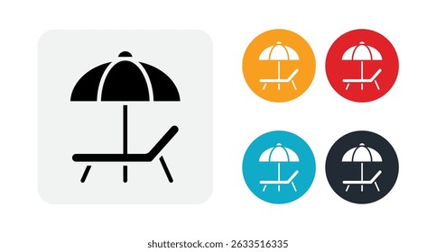 Beach chair with sun umbrella icon illustration isolated vector sign symbol