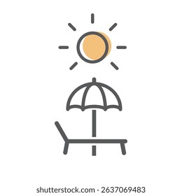 Beach Chair, sun and umbrella, icon, sign for mobile concept and web design. vector illustration.