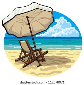 Beach chair and umbrella