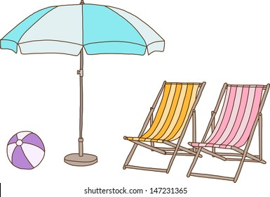 Beach chair and umbrella