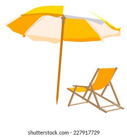 Beach chair and umbrella, beach chair, beach umbrella