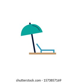 beach chair with umbrella flat style icon vector illustration design