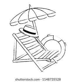 beach chair with umbrella and float