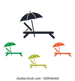 Beach chair with umbrella icon