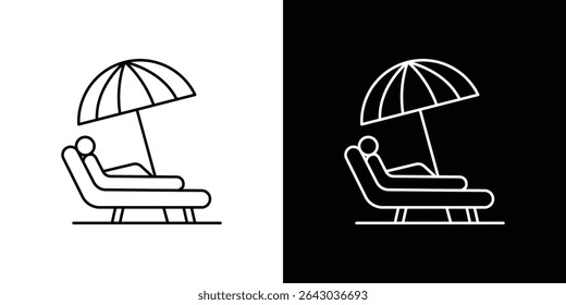 Beach chair with umbrella icon Flat style logo vector. perfect for UI designs