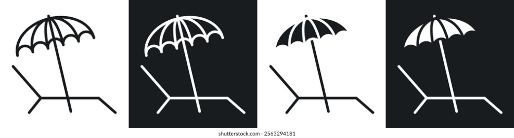 Beach chair with umbrella icon pack for app and website ui designs.