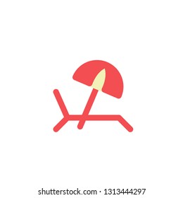Beach chair and umbrella icon. Relax icon. isolated linear icon for websites