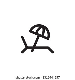 Beach chair and umbrella icon. Relax icon. isolated linear icon for websites