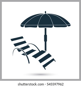 Beach chair and umbrella icon. Simple design for web and mobile