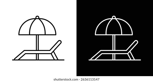 Beach chair with umbrella icon symbol concept for graphic design, Website, UI. EPS
