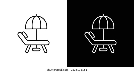Beach chair with umbrella icon symbol concept for graphic design, Website, UI. EPS