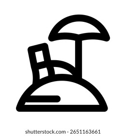 Beach Chair with Umbrella icon thick bold line