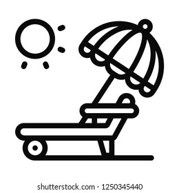 Beach chair and umbrella icon vector