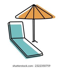 beach chair with umbrella icon vector illustration design graphic flat style shadow