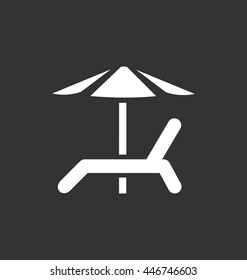 Beach chair with umbrella icon vector.