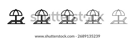 Beach chair with umbrella icon Vector Art Illustration
