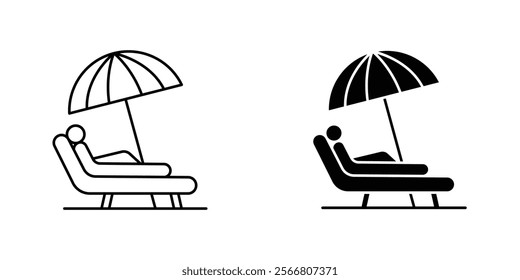 Beach chair with umbrella icons pack for apps and web UI designs