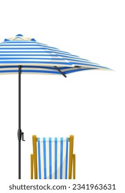 Beach chair and umbrella over white background, vector template