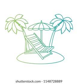 beach chair with umbrella and palms