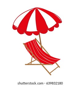 Beach chair and umbrella for rest. Vector illustration
