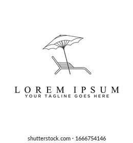 beach chair and umbrella in simple or unique image graphic icon logo design abstract concept vector stock. Can be used as a symbol related to interior or vacation