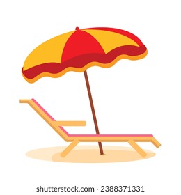 Beach chair and beach Umbrella Stock Vector Illustration