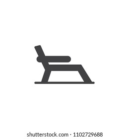 Beach chair vector icon. filled flat sign for mobile concept and web design. deck chair simple solid icon. Sun lounger symbol, logo illustration. Pixel perfect vector graphics