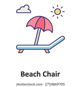Icono del Vector de la silla de playa que puede modificar o editar fácilmente

