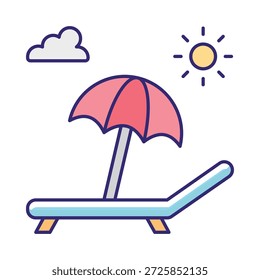 Icono del Vector de la silla de playa que puede modificar o editar fácilmente

