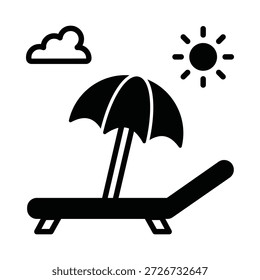 Icono del Vector de la silla de playa que puede modificar o editar fácilmente

