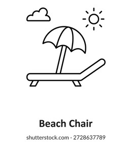 Icono del Vector de la silla de playa que puede modificar o editar fácilmente

