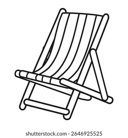 Beach chair vector illustration in black and white isolated on white background