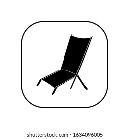 Beach chair. Vector illustration in the form of a square black and white icon for websites.