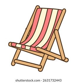 Ilustración vectorial de la silla de playa aislada en el fondo blanco 