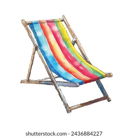 beach chair vector illustration in watercolour style