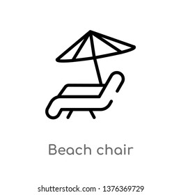 beach chair vector line icon. Simple element illustration. beach chair outline icon from summer concept. Can be used for web and mobile