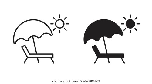Beach chair vector line icon illustration