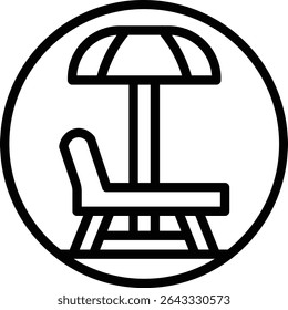 Beach Chair Vector Line Icon Design