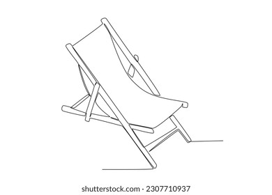 Beach chairs for sunbathing. Summer one-line drawing