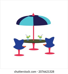 Beach Chairs table and Umbrella vector image