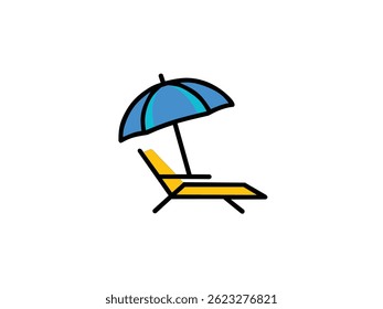 beach chairs and umbrellas for icon design