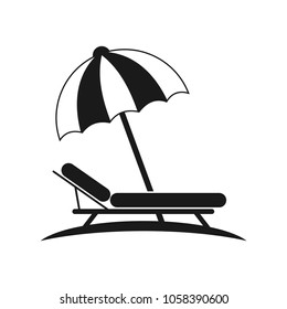 beach chairs and umbrella's icon vector, summer, flat