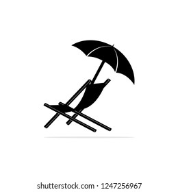 Beach chairs and umbrellas icon. Vector concept illustration for design.