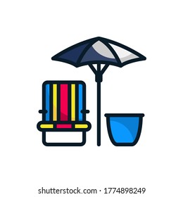 Beach chaise filled outline icons. Vector illustration. Editable stroke. Isolated icon suitable for web, infographics, interface and apps.