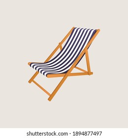 Beach Chaise Longue Isolated On White Background.