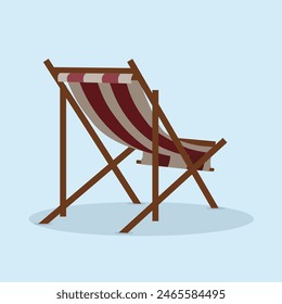 Beach chaise longue in modern flat line style. Hand drawn vector illustration of summer, beach cartoon design.